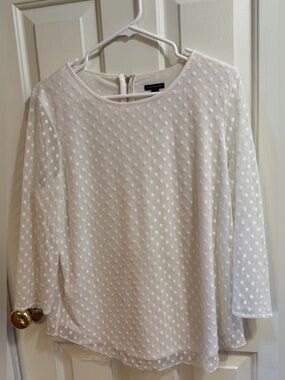 Ann Taylor Dotted Overlay Long Sleeve Blouse | L